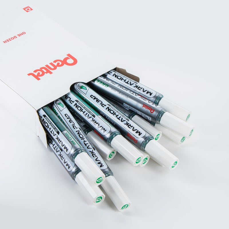 Pentel Markathon Pump Dry Erase Marker, Chisel Tip, Green Ink, 12 Pack (MWL6SX-D) - Image 2